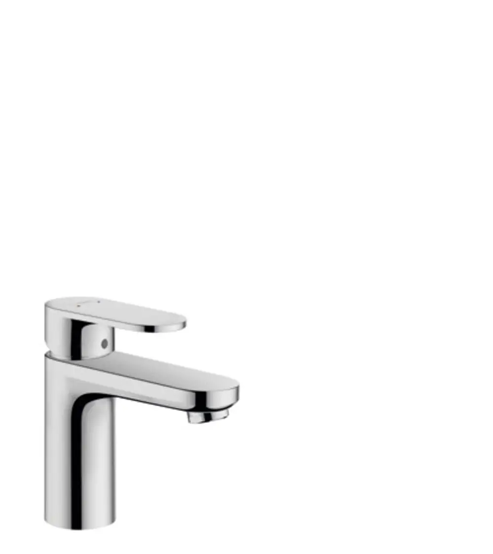 Einhebel-Waschtischmischer aus Chrom mit Zugstangen-Ablaufgarnitur. Design von Hansgrohe, geeignet für moderne Badezimmer.